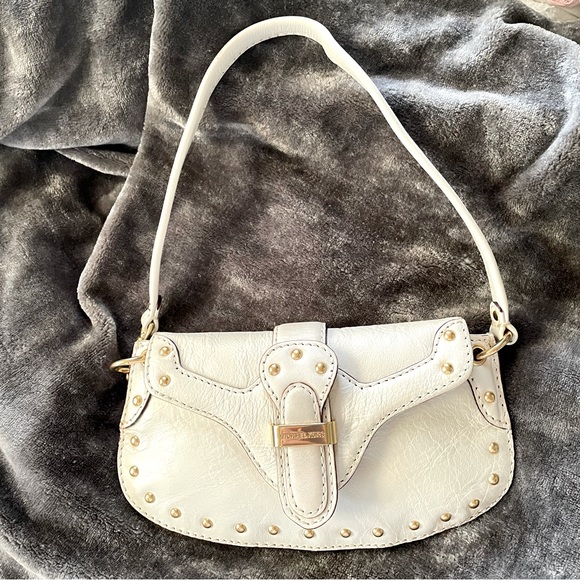 Michael Kors Vanilla Leather Berkley Wristlet Studded Handbag Cellphone Bag - Picture 1 of 11